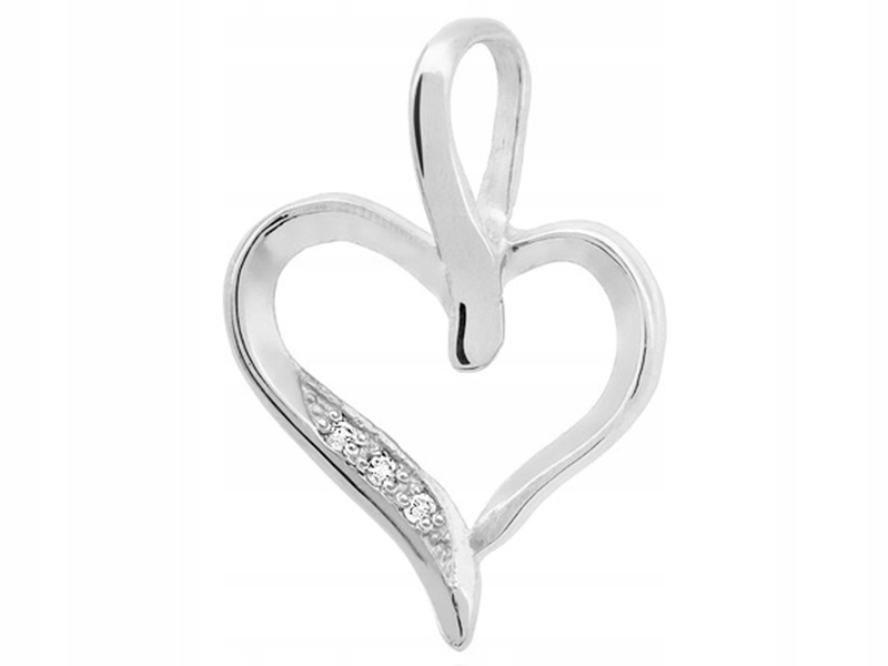 Zlatý přívěsek 585 srdce bílé zlato brilianty módní vzor na řetízek