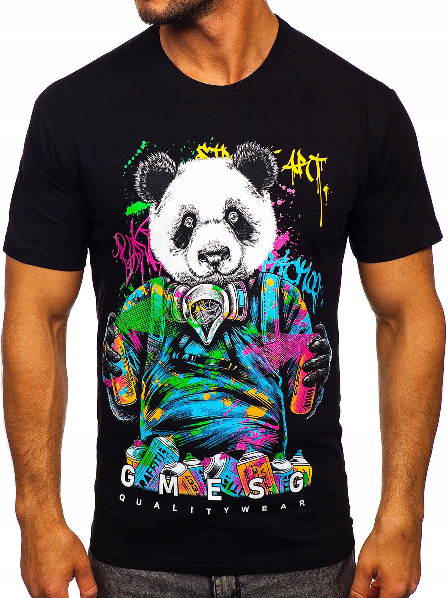 

T-shirt Męski Z Nadrukiem Czarny 2186 DENLEY_2XL