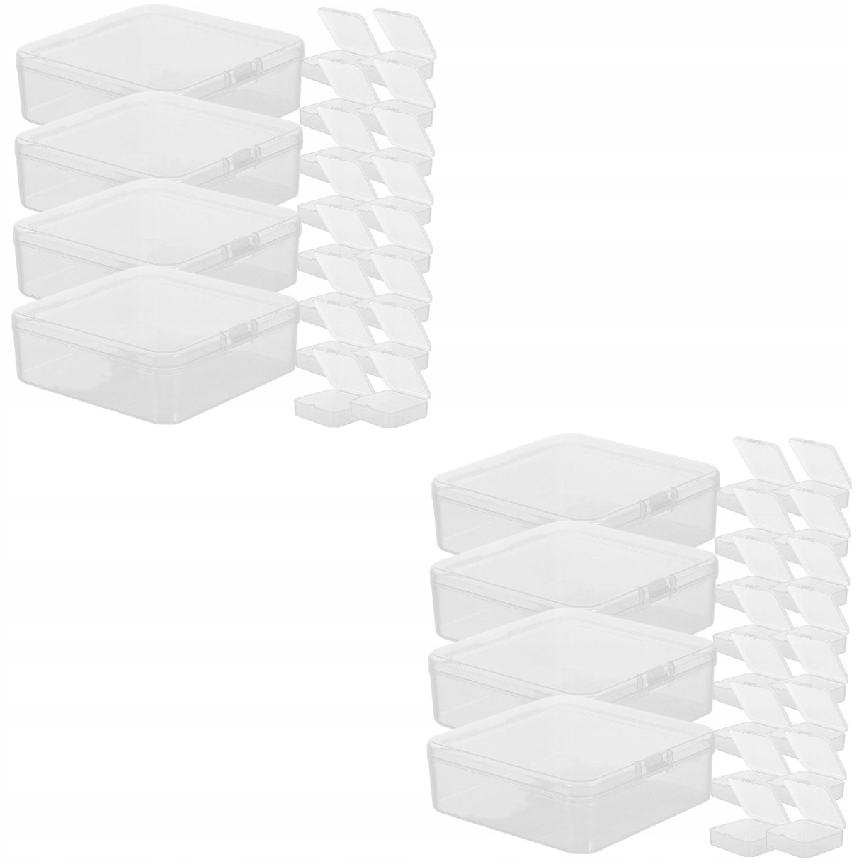 40 SZT. MAŁYCH, PRZEZROCZYSTYCH PUDEŁEK PLASTIKOWYCH MAŁYCH PUDEŁEK NA