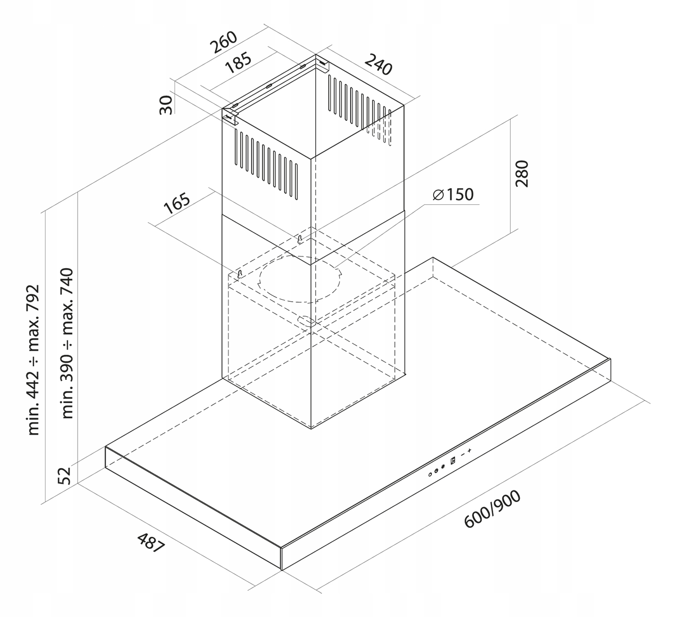 OKAP TOFLESZ ETNA CZARNY 60CM SZKŁO NOWOŚĆ! Maksymalna wydajność 700 m³/h