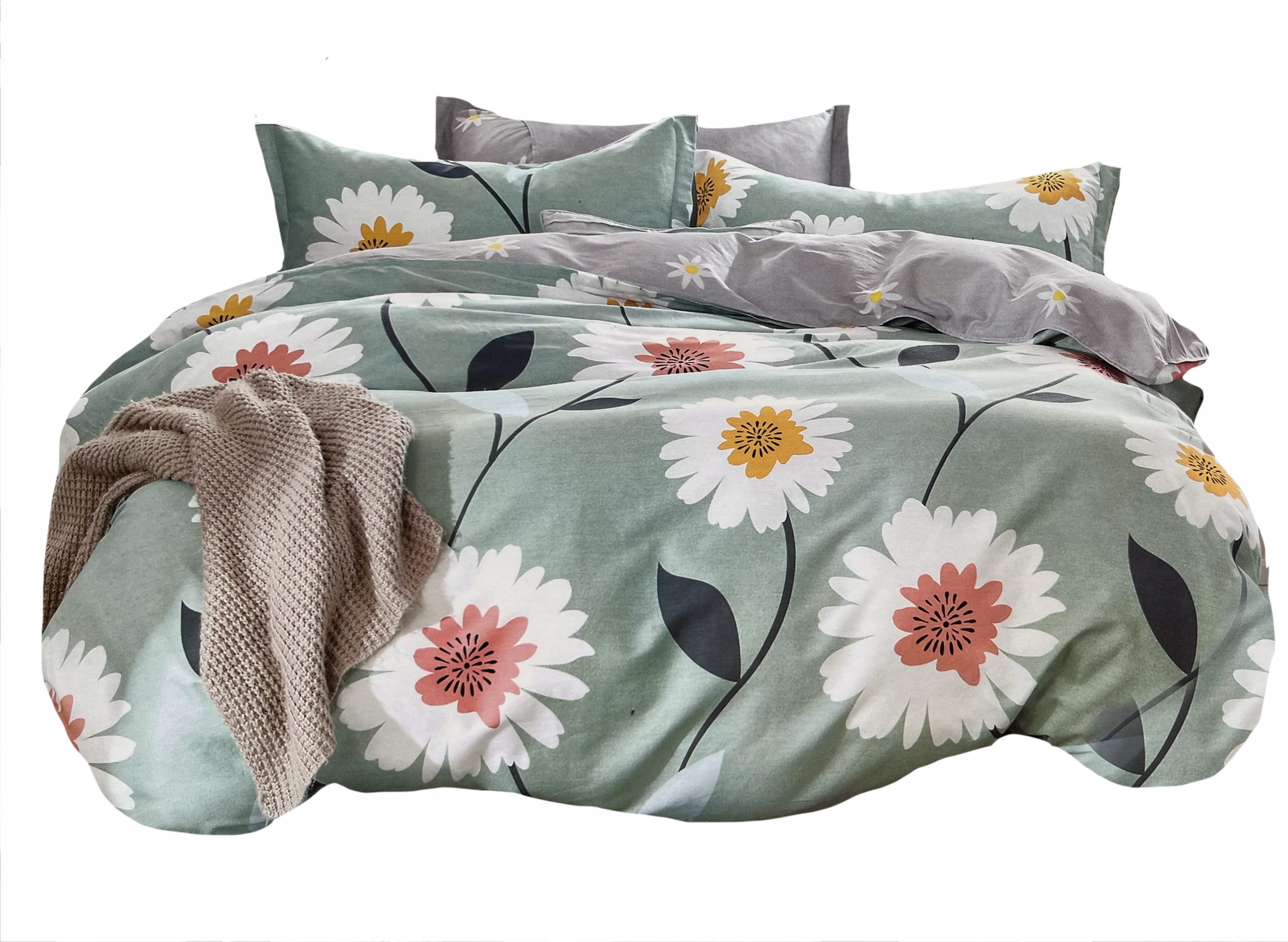 Povlečení 200x220 Bavlna Saténová 100% 2 Povlečení Sada Povlečení Květiny