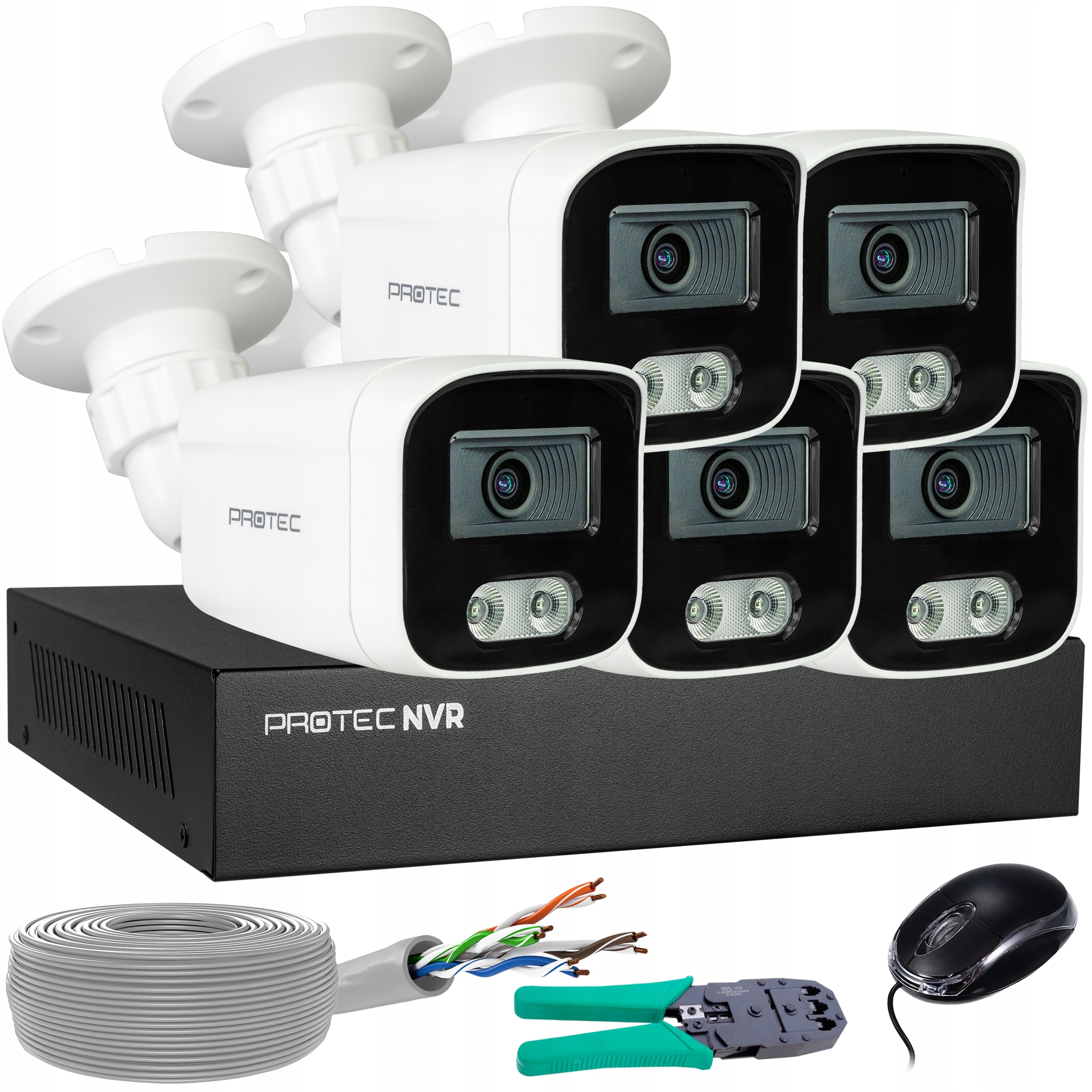 Monitorovací sada 5 kamer Ip 8MP PoE Mikrofon Detekce lidí bez hdd