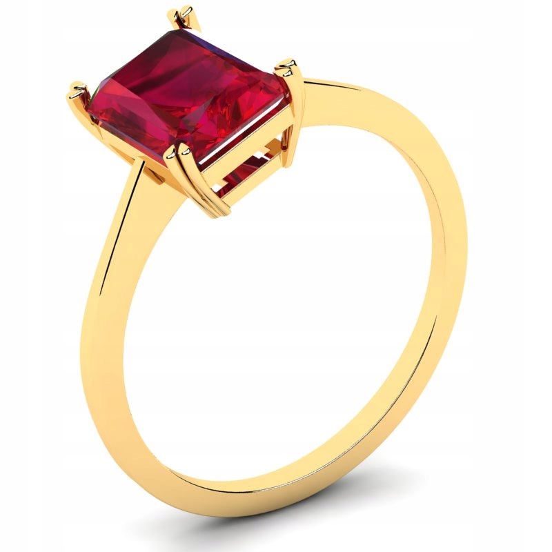 

Pierścionek Złoty Błyszczący Z Rubinową Cyrkonią