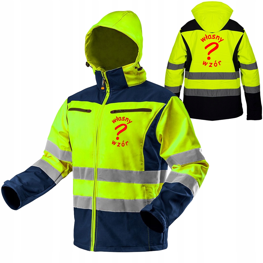 Pracovní softshellová bunda s kapucí žlutá Neo s výšivkou vlastního vzoru