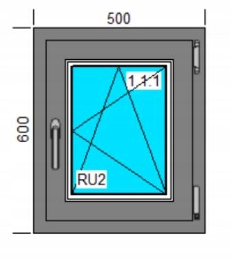 OKNA PCV 500x600 RU KOLOR ZEWN. ANTRACYT PRAWE, 24