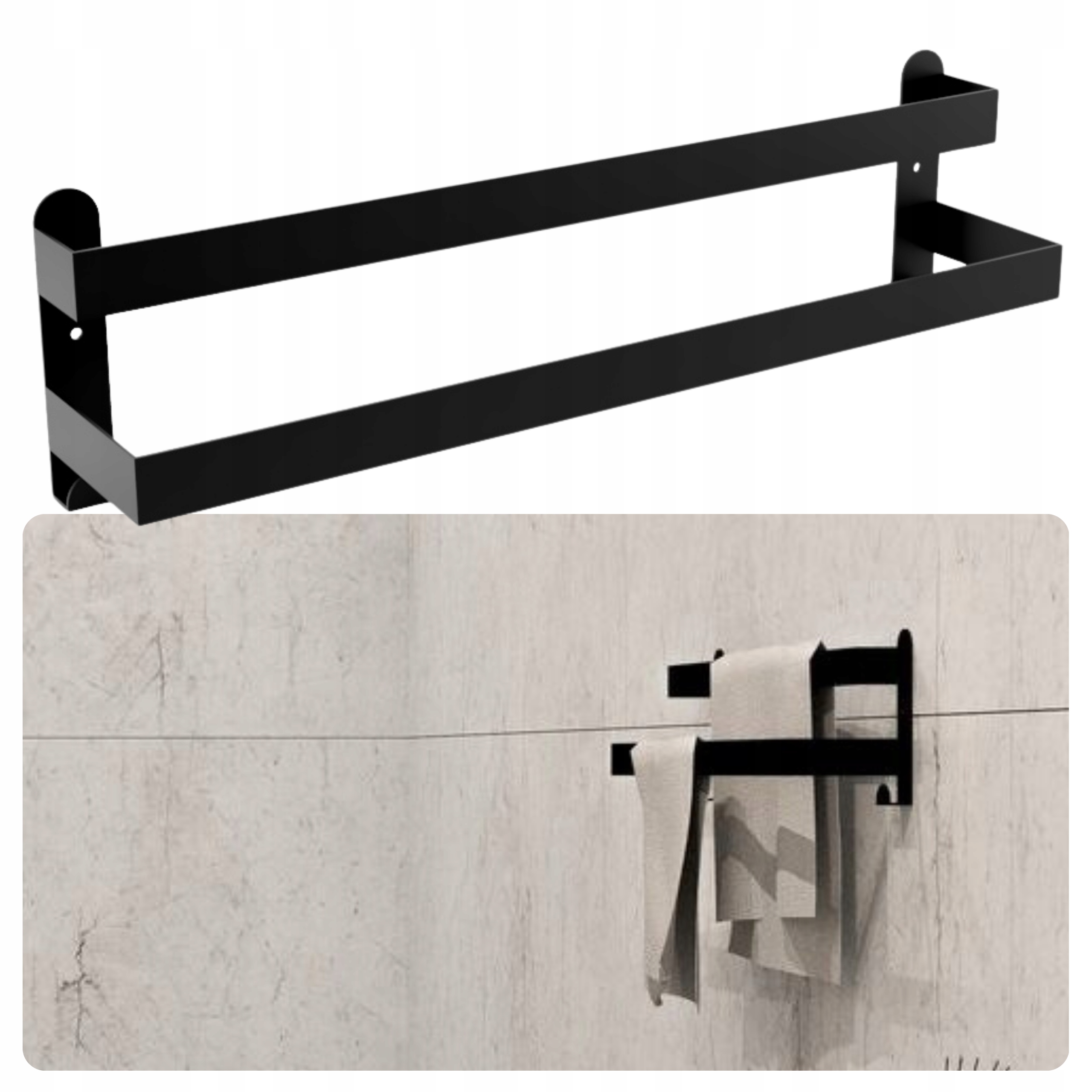Věšák Koupelnový Držák Dvojitý Wing Na Ručník Kov Loft Černý