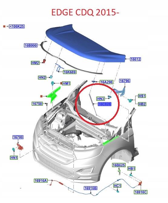 SIŁOWNIK MASKI LEWY EDGE 2015-/18- FORD OE 5353274 Typ samochodu Samochody osobowe