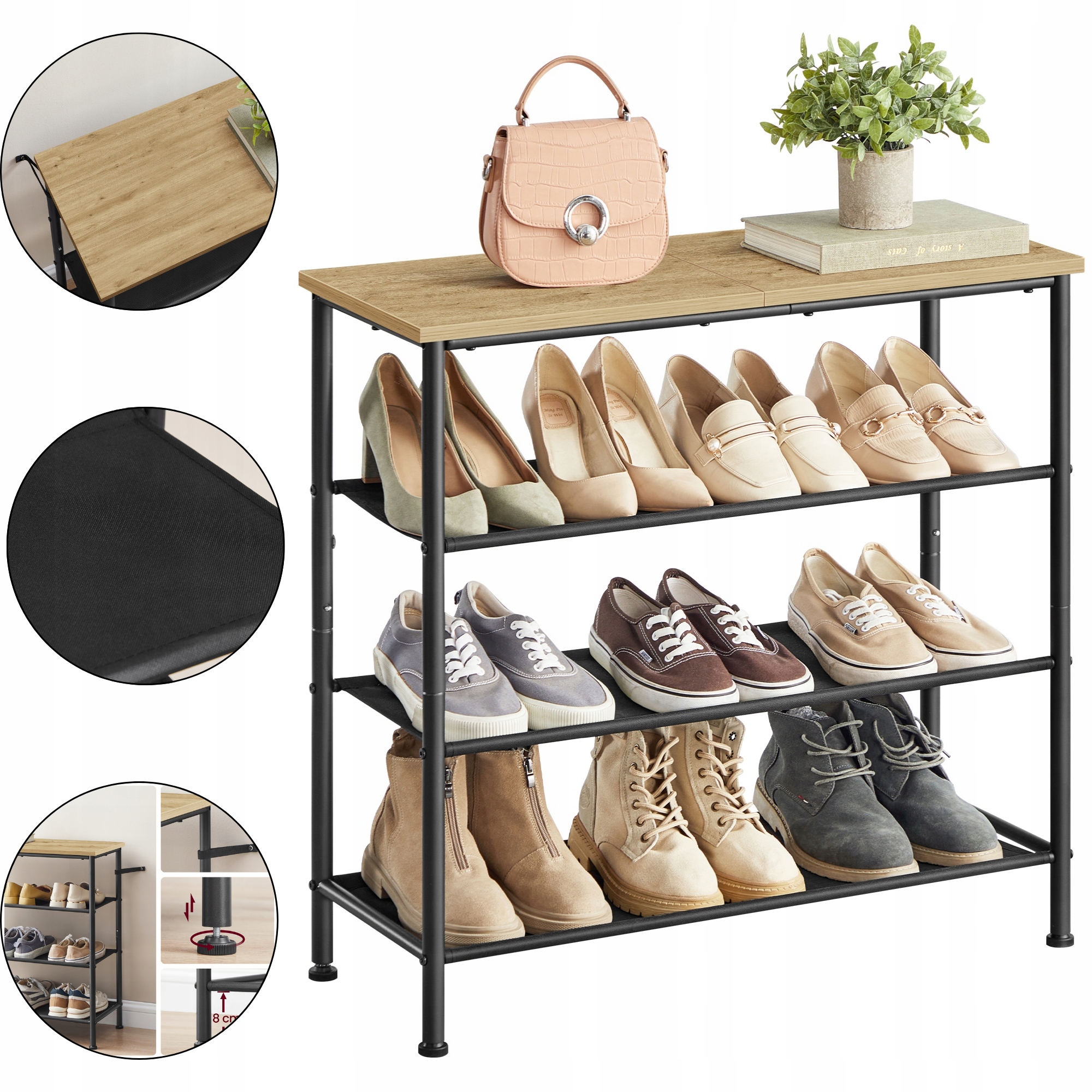 Regál na boty Skříň Prostorná 3 police Pracovní deska Dub Artisan 30x75x71 cm Stylová