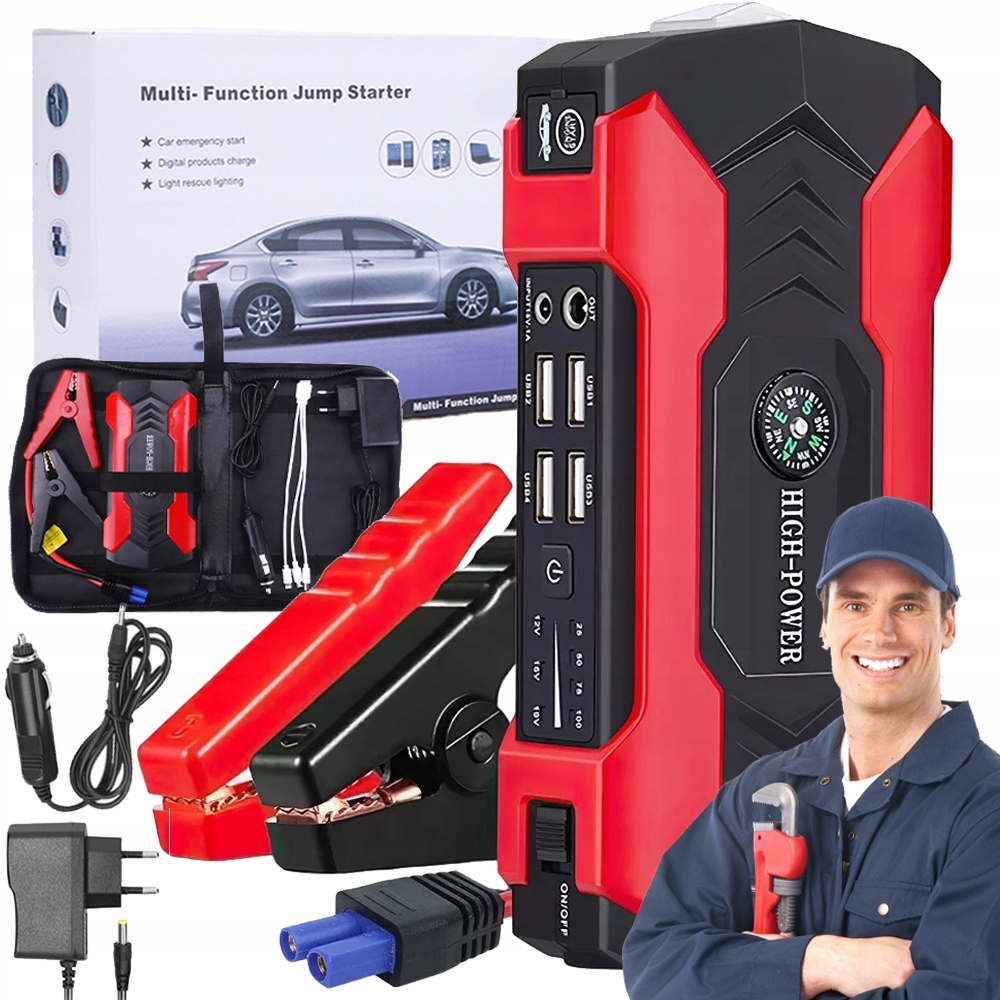 Jump Startér Do Auta 28000MAH Nouzový Start Do Auta Led Kompas