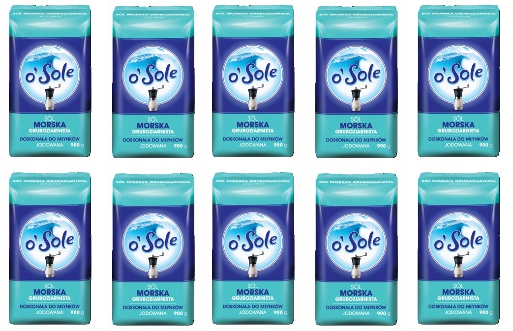 10 x 900 g O'sole Hrubozrnná mořská sůl jodovaná Kartonem