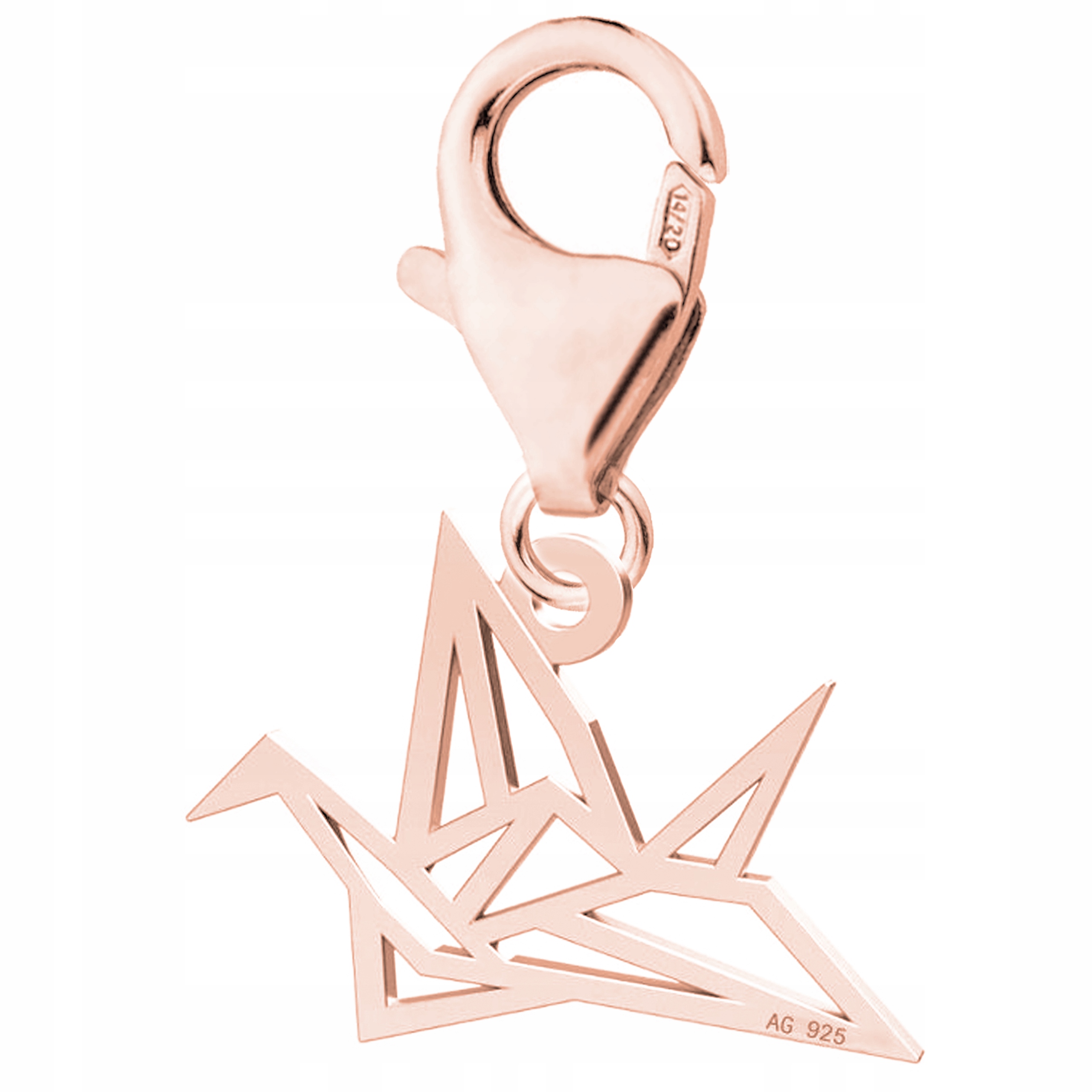 Pozlacený přívěsek Pták Origami Plech Ptáček Plameňák Labuť Stříbro 925