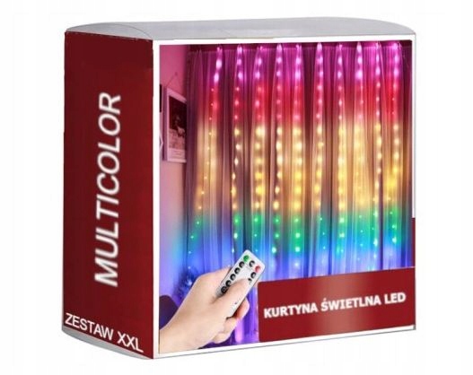 

Girlanda świetlna 3m kurtyna led Rgb multikolor