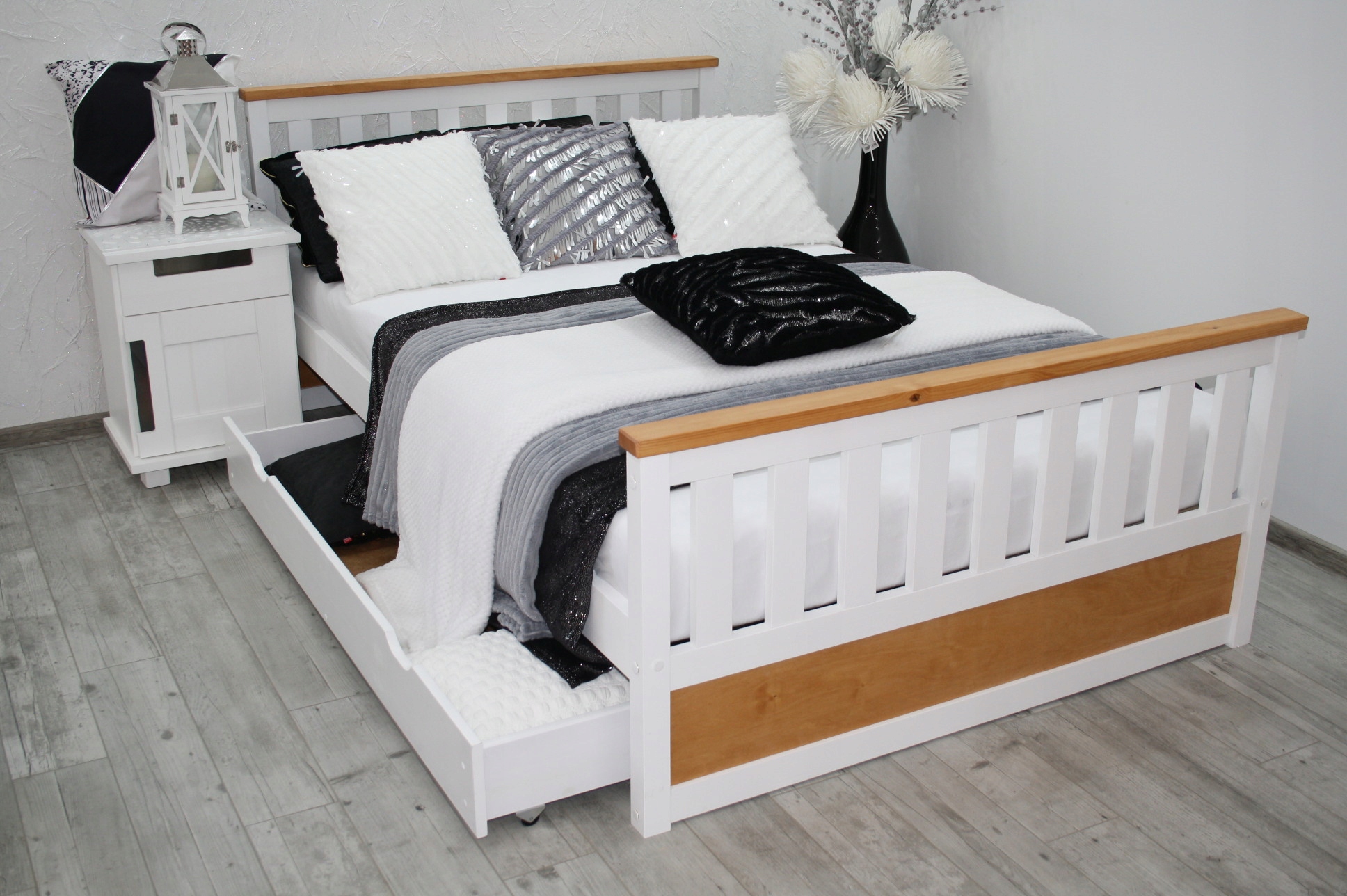 белая деревянная кровать ДАГА 160x200 + высокий каркас  в украине .
