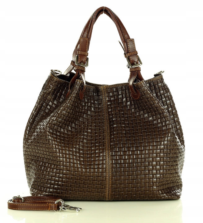 

Mazzini Skórzana torebka shopper ciemny brąz s147h