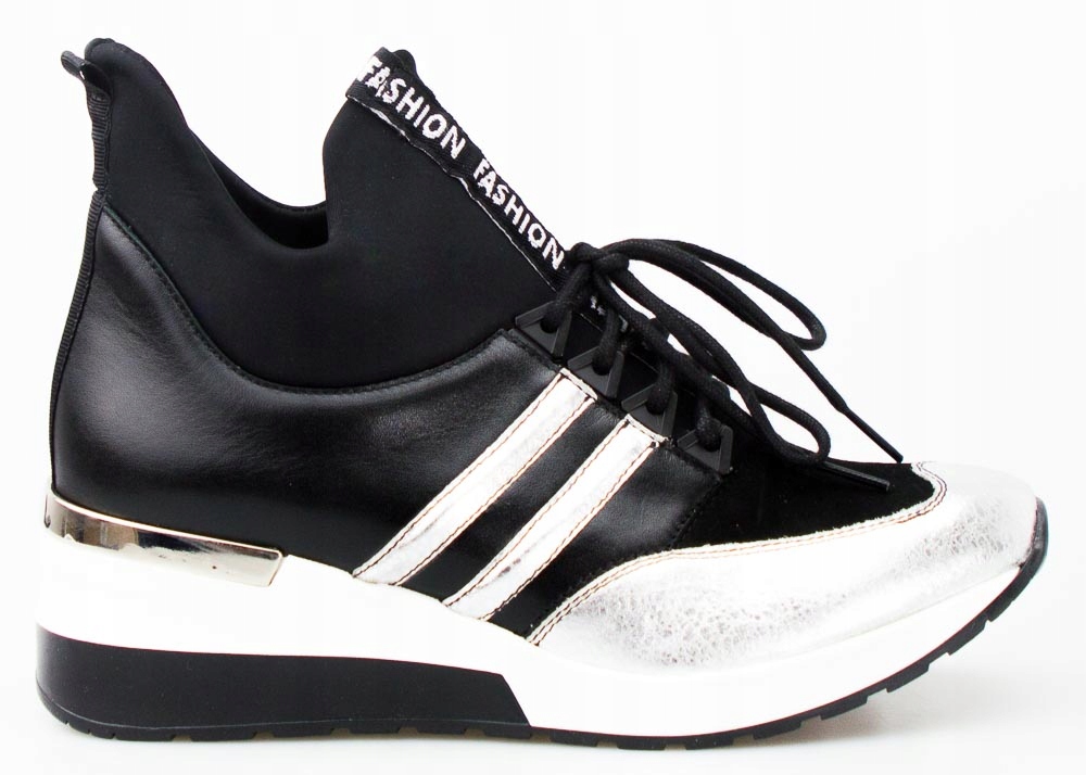 Černé Kotníkové Tenisky Se Zavazováním, Módní, Stříbrné, Velikost 39