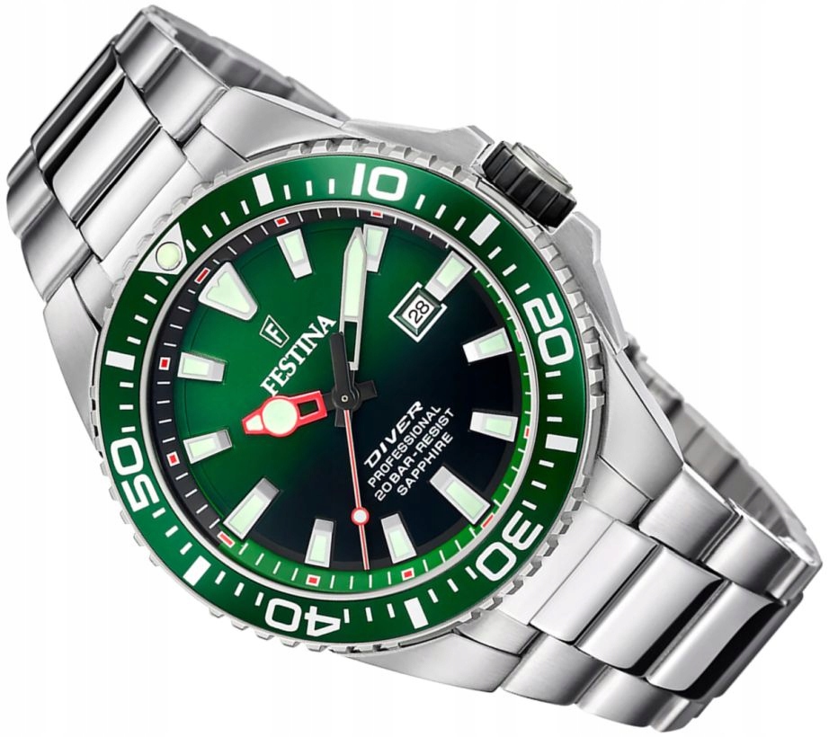 Sportovní Pánské Hodinky Festina F20663/2 Potápěč Na Náramku, Safír Luma!