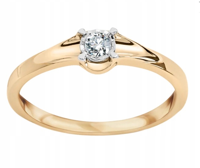 Złoty Pierścionek z Diamentem r15 PY17468 Verona Jewellery