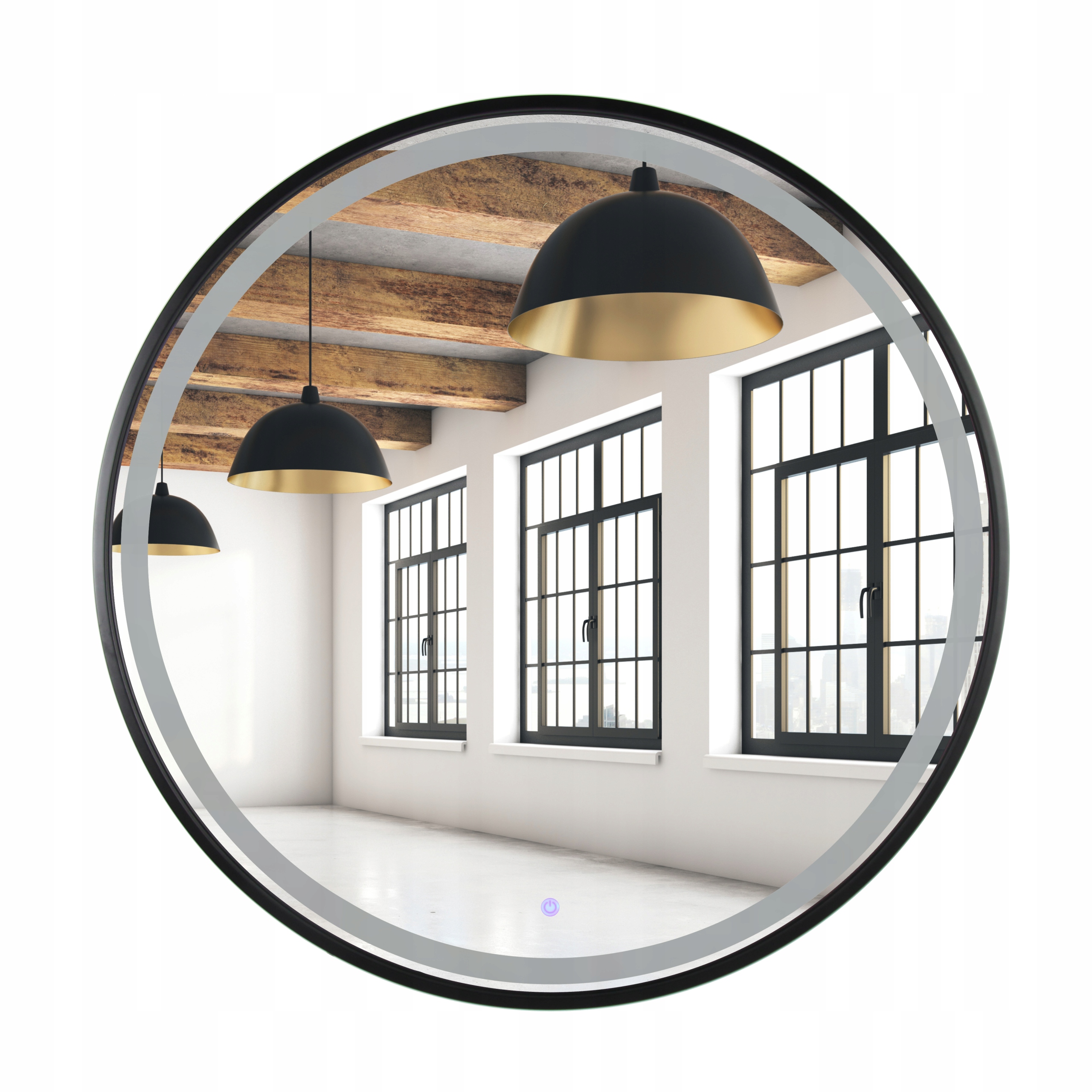 

Lustro Okrągłe Podświetlane Led Czarne 60 CM