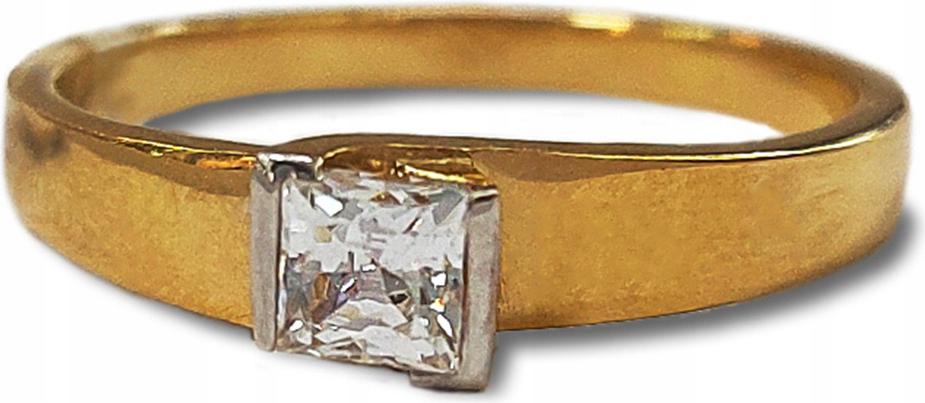 Zlatý prstýnek velká čtvercová zirkon 19r, impozantní lesk