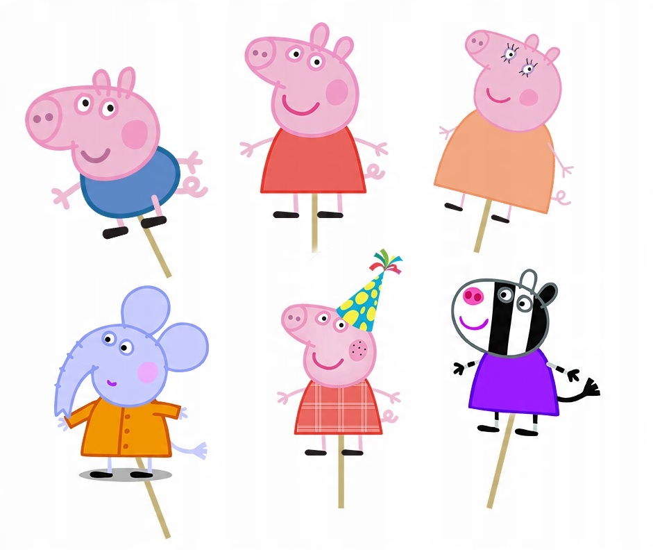 

Topper Świnka Peppa George tort dekoracja 6szt N