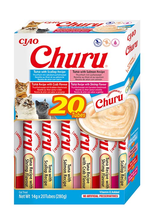 Levně Inaba Churu pro kočky – Mix Chutí s tuňákem a mořskými plody 20 x 14 g