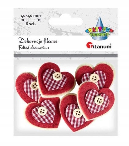 

Dekoracje filcowe świąteczne Serca 6 szt Titanum