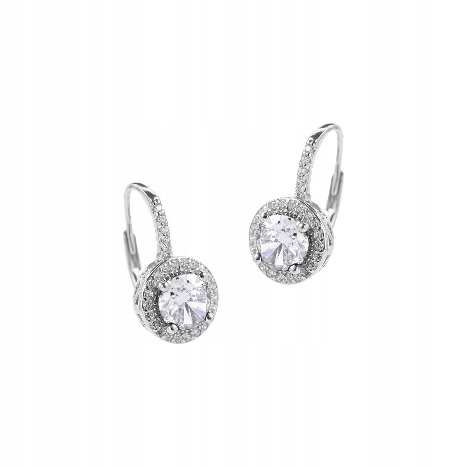 Stříbrné 925 náušnice s bílým zirkonem a lesklými akcenty