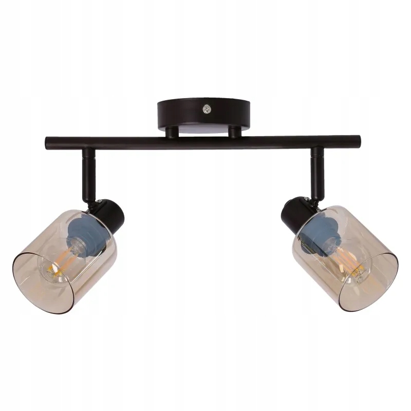 Agra Lampa Sufitowa Brunatny 2X40W E14 Klosz Bursztynowy, czarny