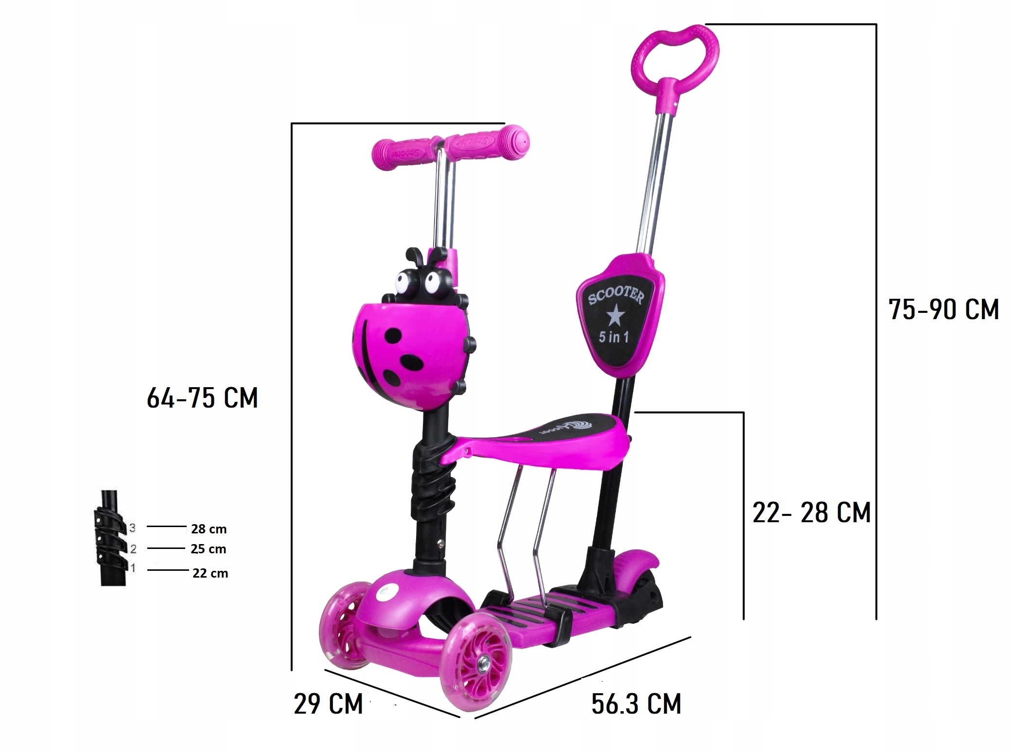 HULAJNOGA TRÓJKOŁOWA BALANSOWA LED 5w1 DLA DZIECI FORTRADE