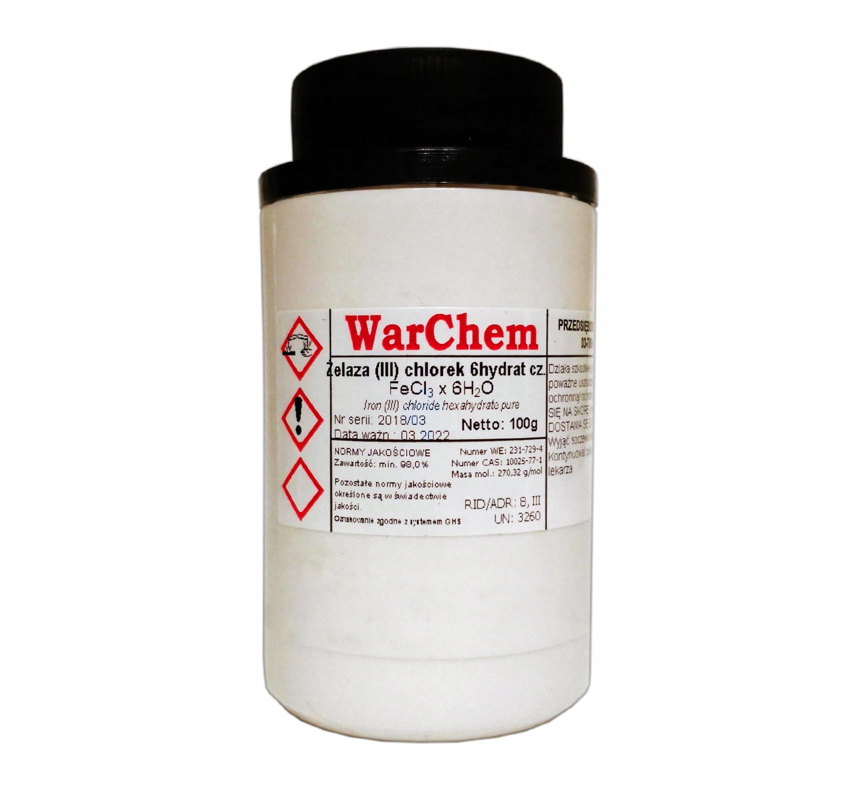 

Chlorek Żelaza (III) 6hydrat czysty 100g Warchem