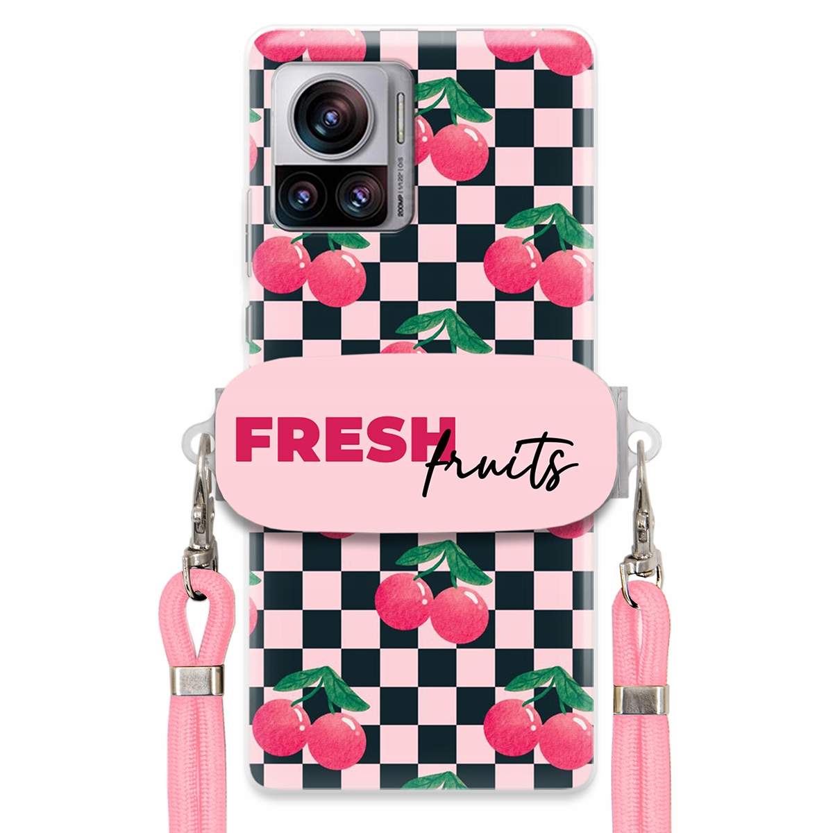 Pouzdro pro Motorola Edge 30 Ultra Růžové vodítko Držák Praktické Fresh Fruits