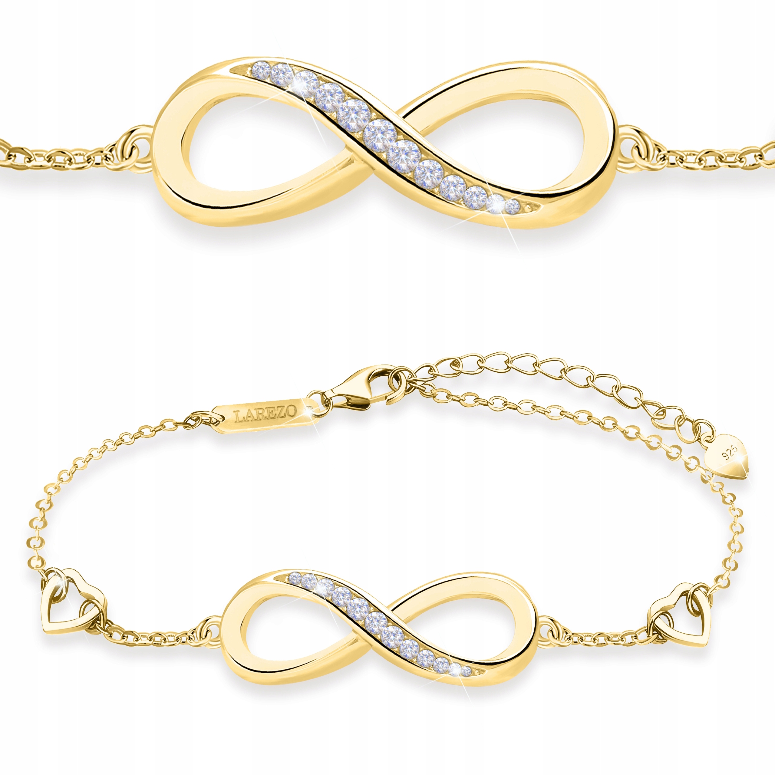 Zlatý náramek Nekonečno s zirkony Forever Love Stříbro 925