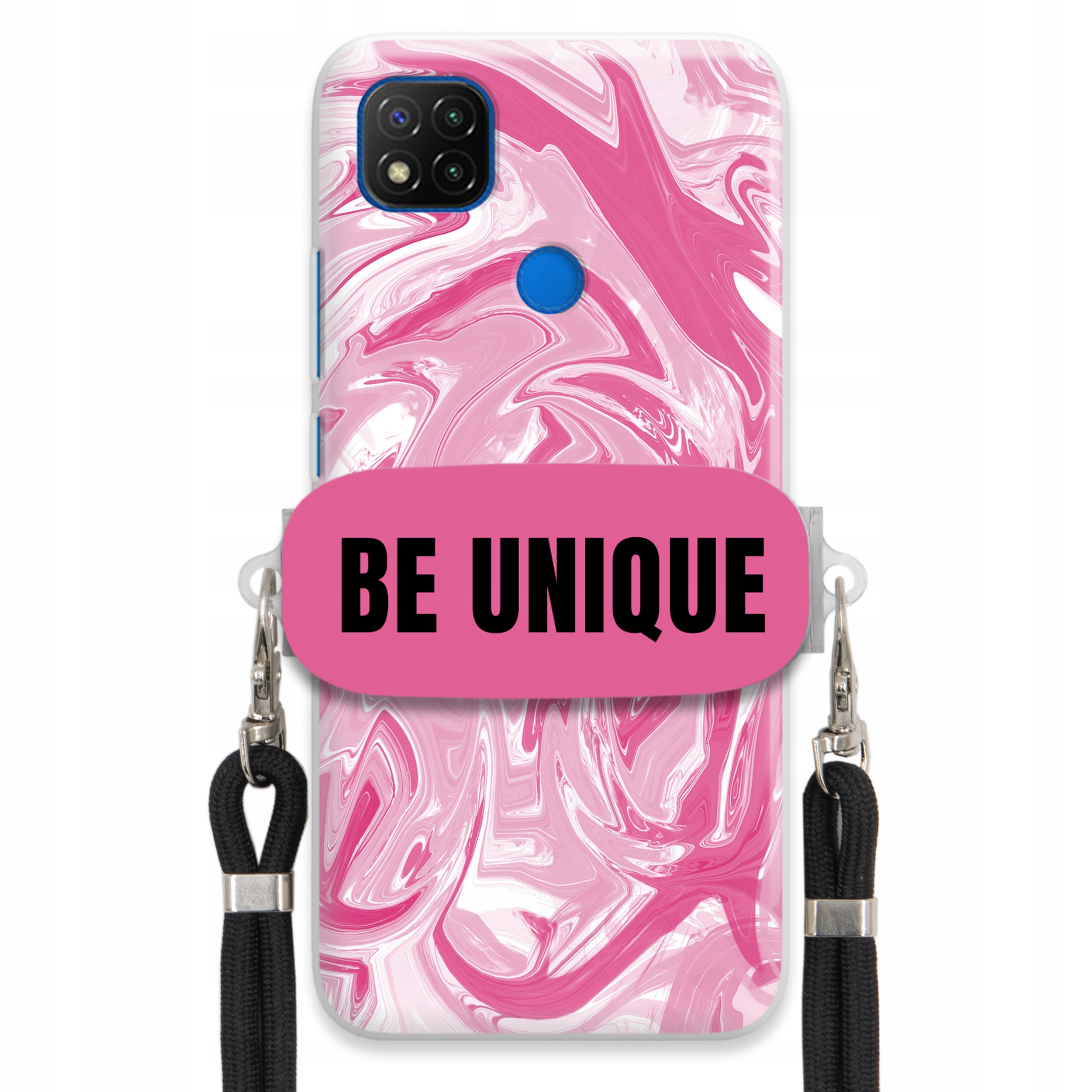 Pouzdro pro Xiaomi Redmi 9C Pouzdro úchytka Šňůrka Černá Růžová Mramorová Unikátní