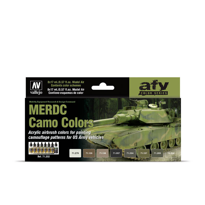 Vallejo 71202. 8 farb Model Air. Merdc Camo Colors