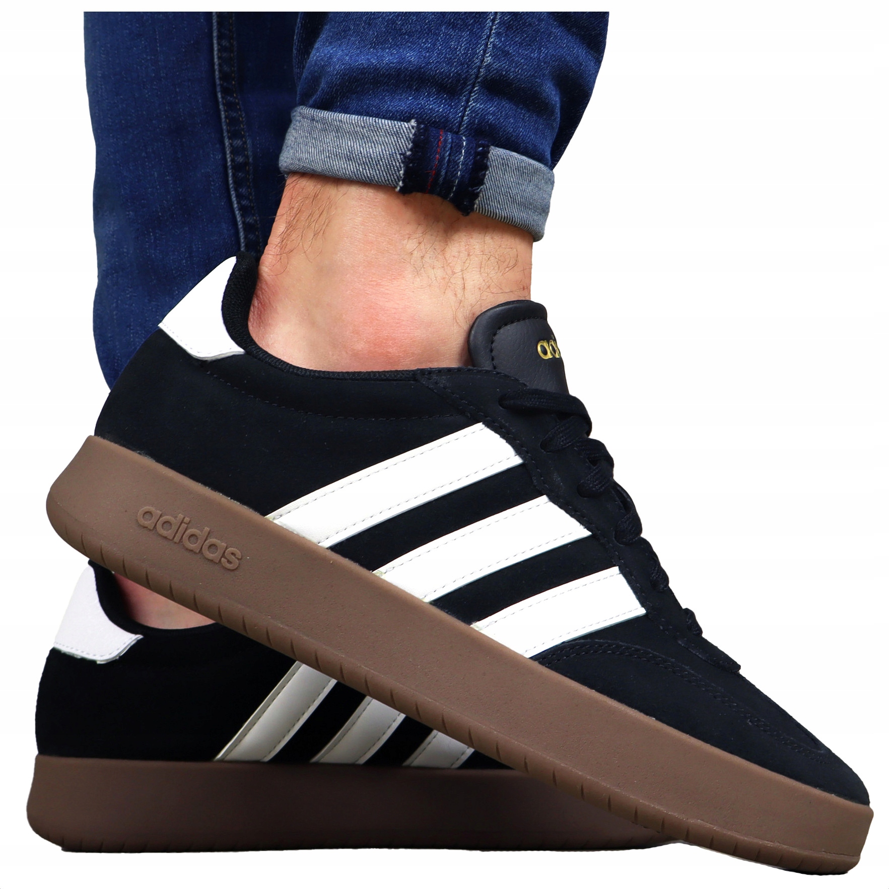 buty męskie Adidas Skórzane Czarne ze skóry sportowe sneakersy