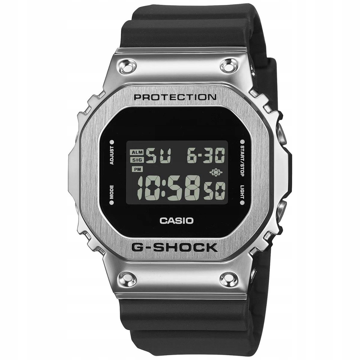 Casio G-shock stříbrné hodinky s černým ciferníkem GM-5600U-1ER