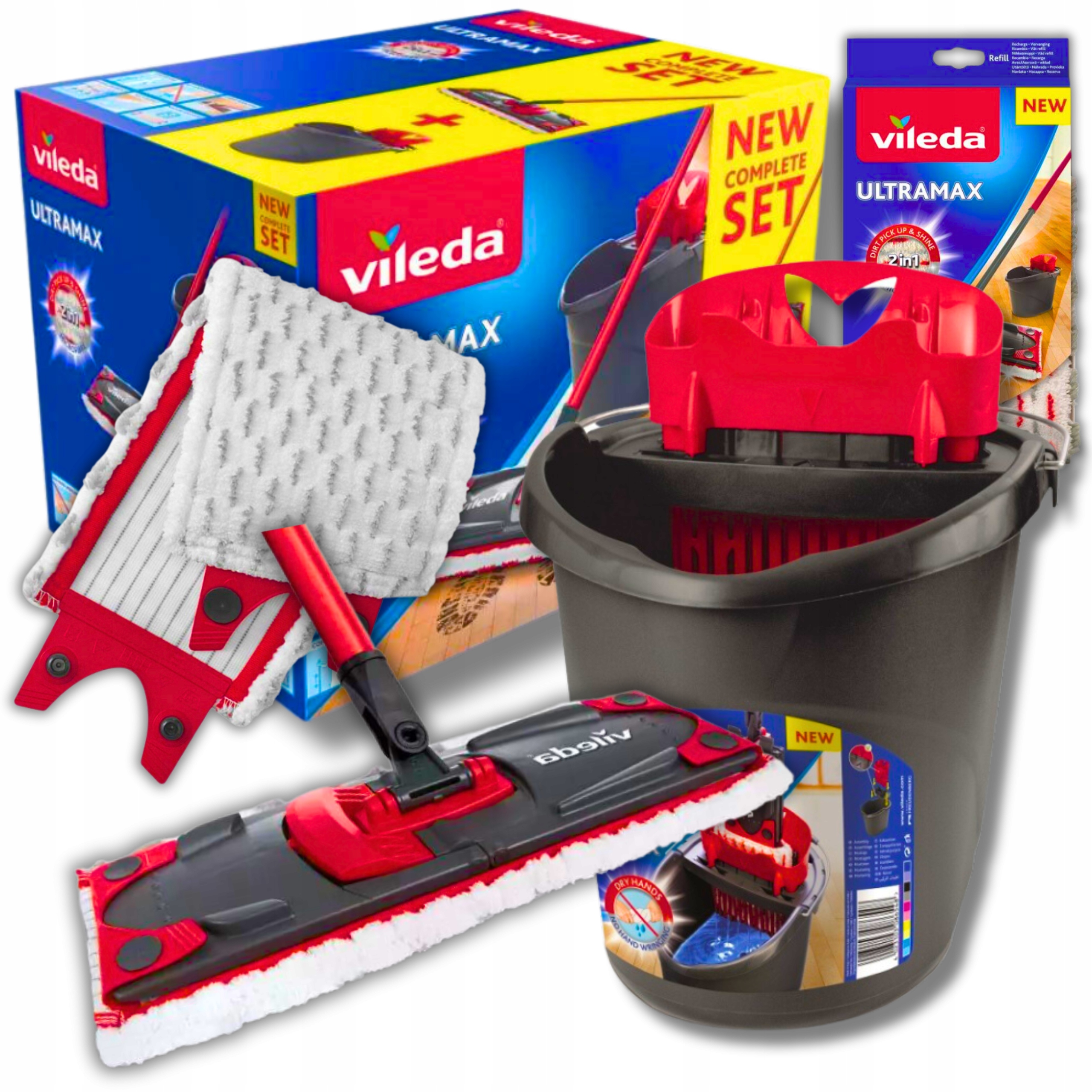 MOP VILEDA ULTRAMAX PŁASKI WIADRO WKŁAD ZESTAW 3W1