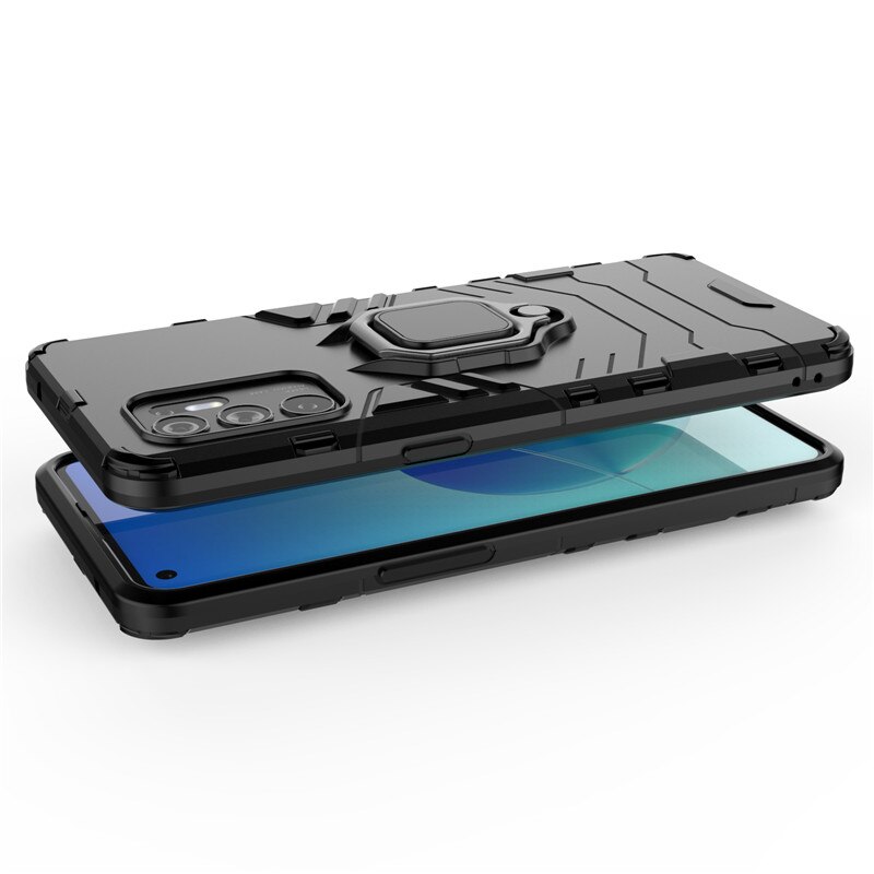 ETui PANCERNE RING CASE plecki uchwyt SZKŁO 9H do Oppo Reno 5Z 5G / Reno5 z Kolor wielokolorowy