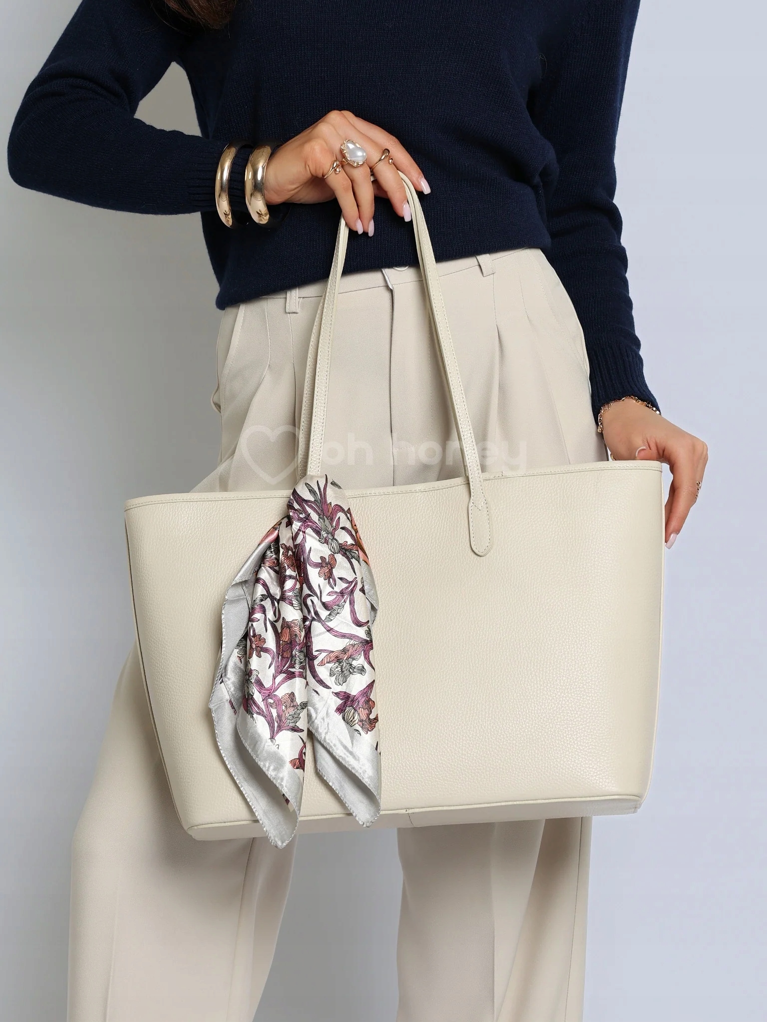 Taška Shopper Přírodní kůže Velká Světle béžová Lauren