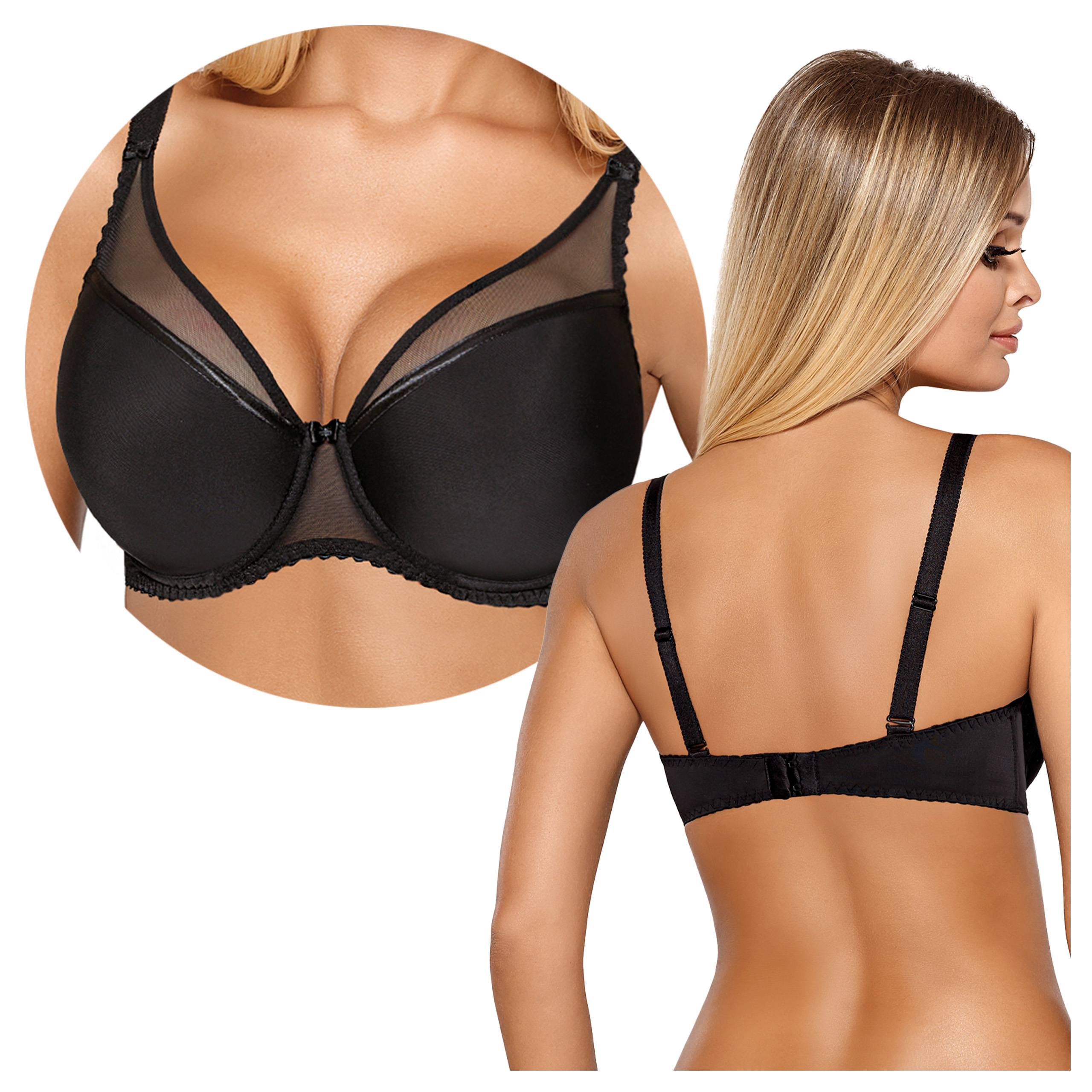 Hladká Push-Up podprsenka Neviditelná Modelující prsa Ellie Černá 65C