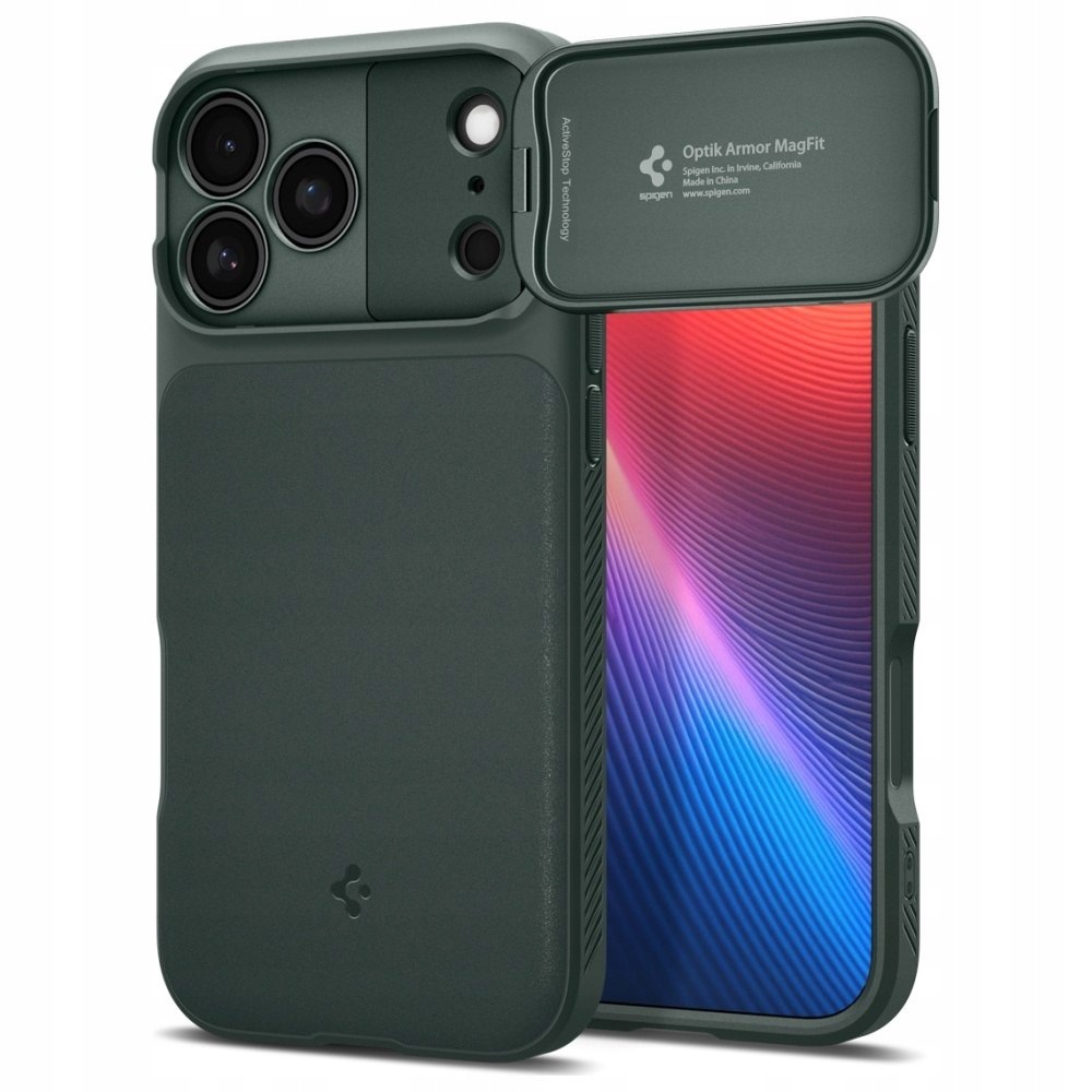 Pouzdro Spigen Optik Armor Mag MagSafe pro iPhone 17 Pro, zelené