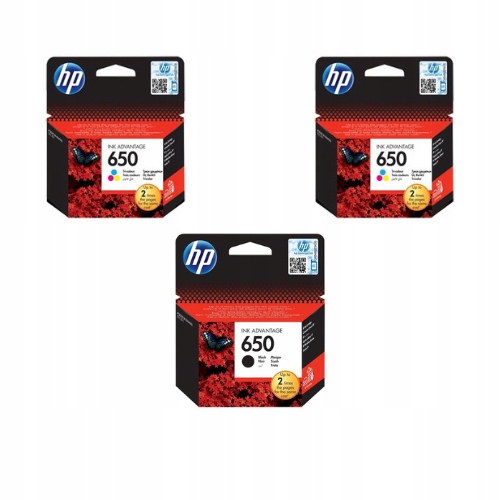 Komplet Oryginalnych Tuszy Hp 650 2x Kolor CZ102AE Czarny CZ101AE