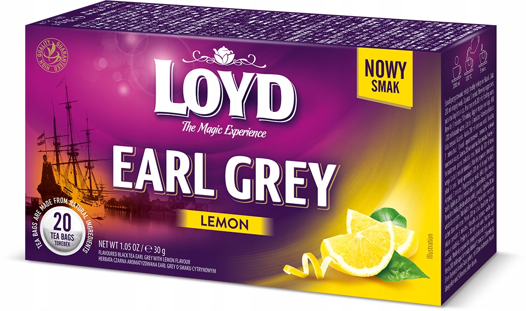 Levně 20 x Čaj černý Loyd Earl Grey Citronový 20 sáčků