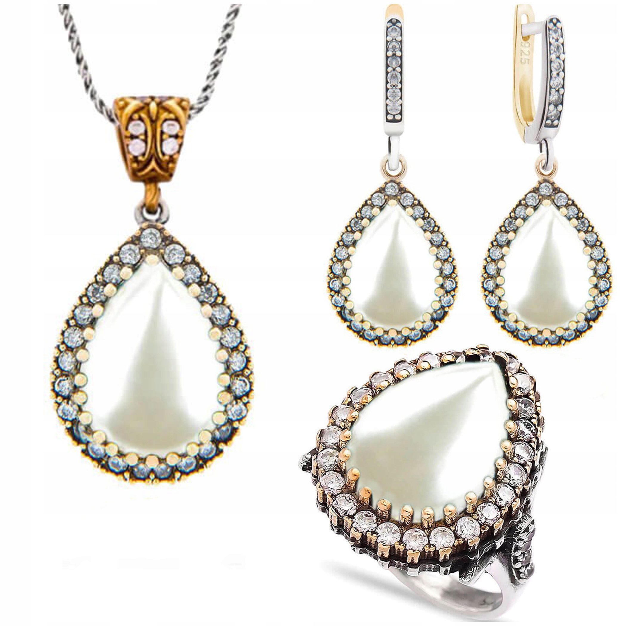 Sada Dámských Šperků Sada Stříbrná Perla