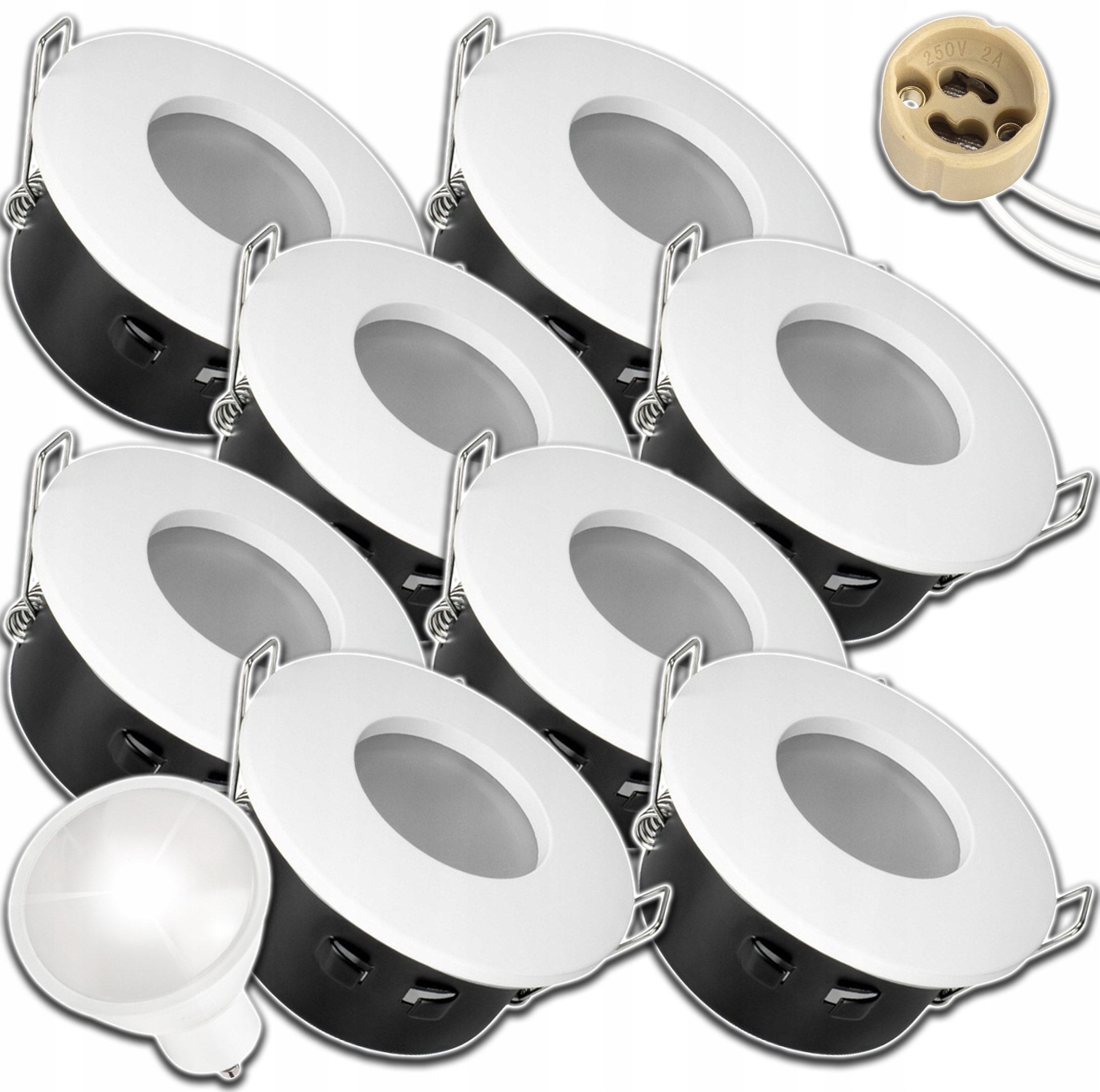 8 x Kulatá Bílá Venkovní Hermetická Objímka Vodotěsná IP64 Žárovka