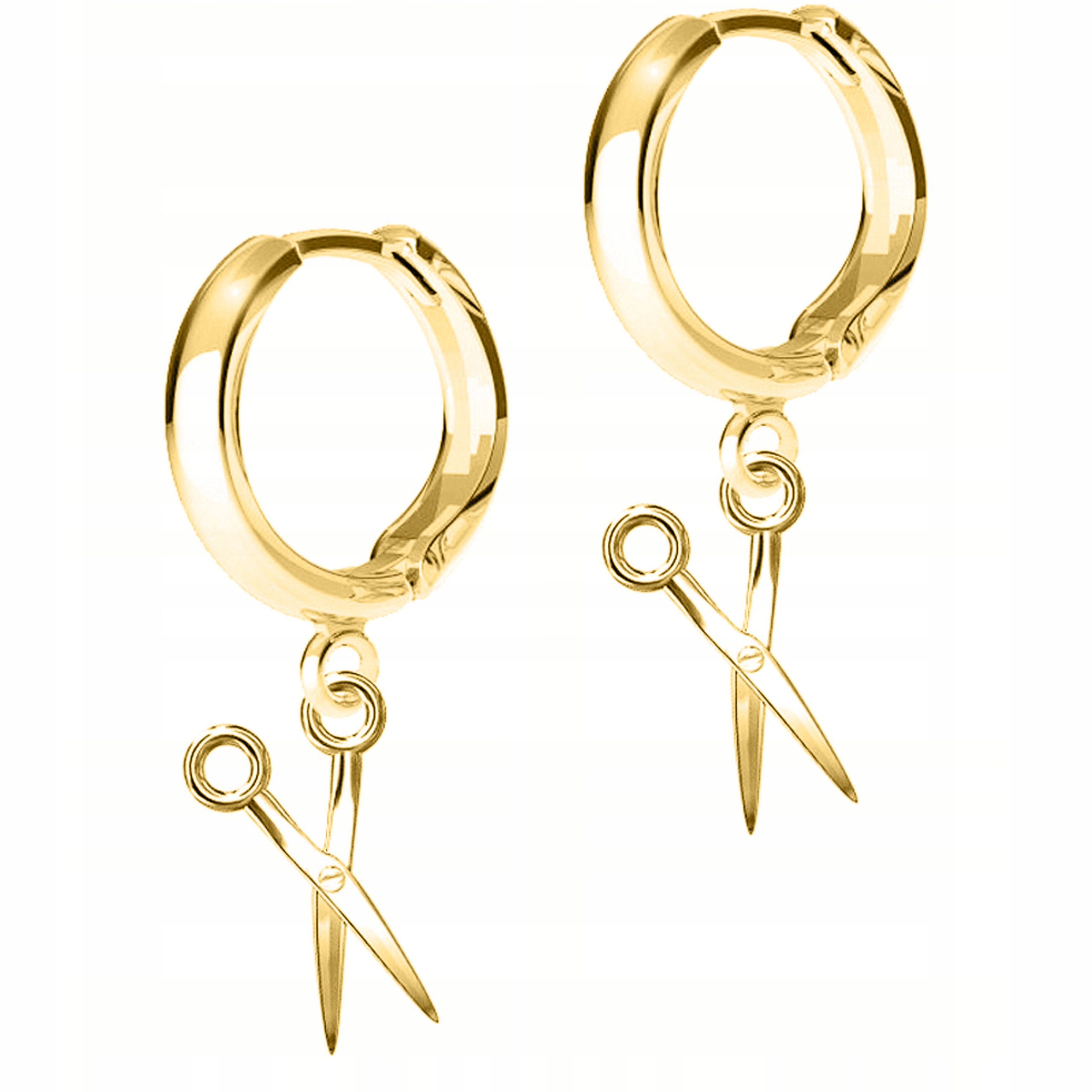 Zlaté Náušnice s nůžkami pro kadeřnici Nůžky Stříbro 925
