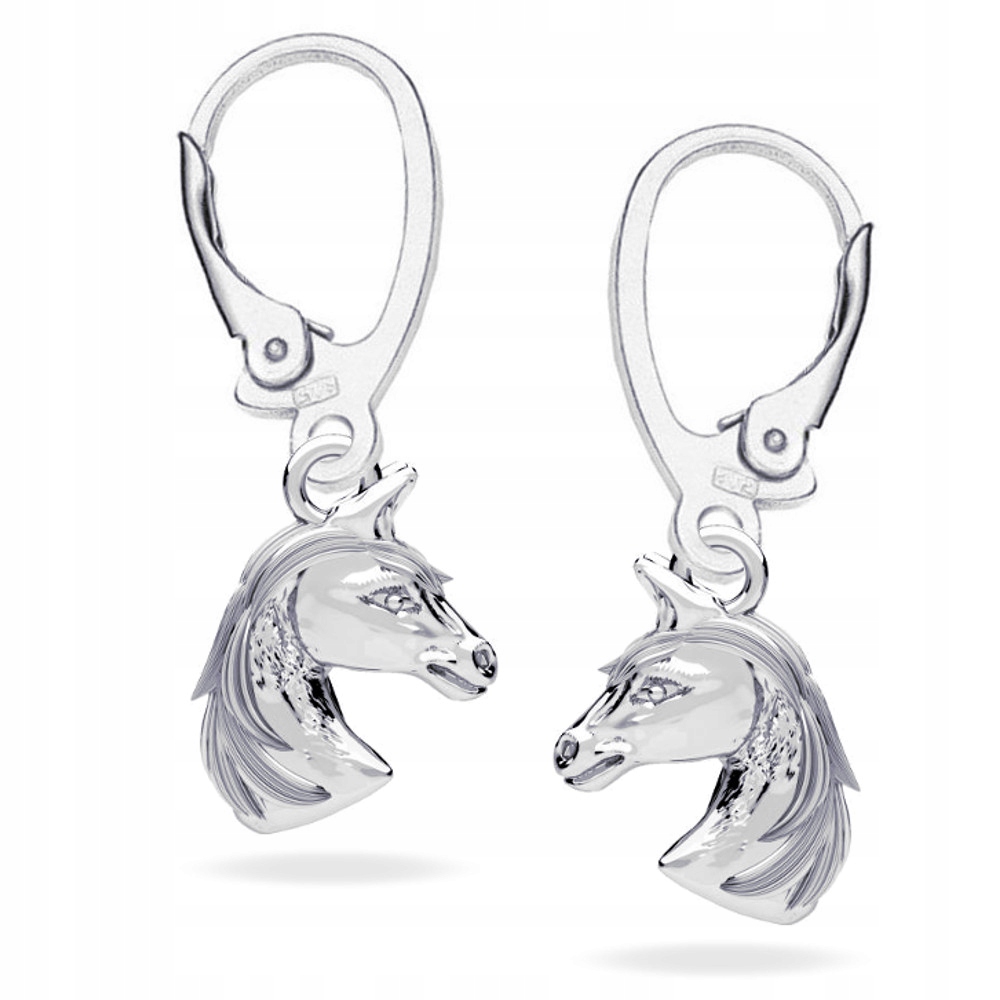Stříbrné náušnice s anglickým zapínáním Kůň Hlava koně Stříbro 925