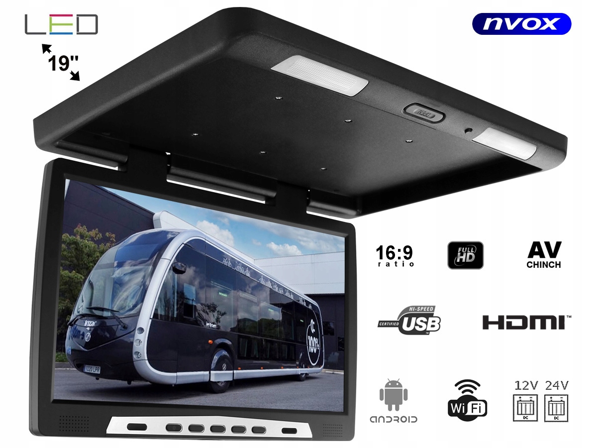 Monitor samochodowy podwieszany android 19' FullHD Stan opakowania oryginalne