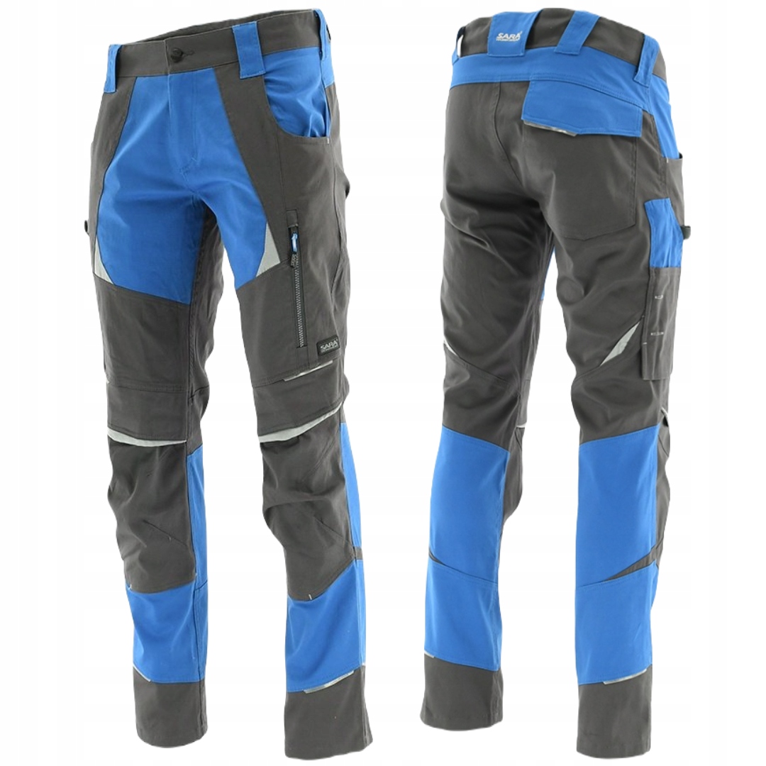 Spodnie robocze monterskie męskie Elastyczne Bawełna Cottonflex Niebieskie