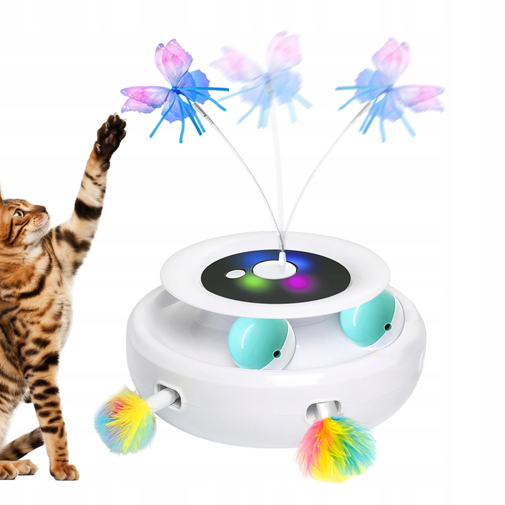Interaktivní Pro Kočky 3V1 Třepotající Se Motýl S Míčky Hračka